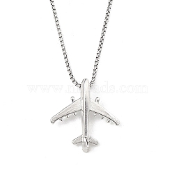 Zinc Alloy Pendant Necklaces,  201 Stainless Steel Chains Necklaces, Airplane, 23.62 inch(60cm), pendant: 39x38mm(NJEW-M211-14F-P)