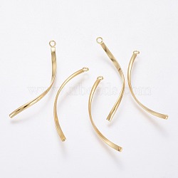304 Stainless Steel Pendants, Twist, Real 18K Gold Plated, 40x2x1mm, Hole: 1.6mm(STAS-F230-04G)
