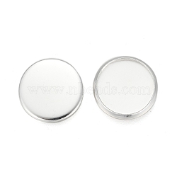 304 Stainless Steel Plain Edge Bezel Cups, Cabochon Settings, Flat Round, Silver, Tray: 12mm, 13.5x1.8mm(STAS-E460-10S-12MM)