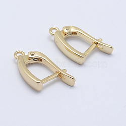 Brass Hoop Earring Findings with Latch Back Closure, Long-Lasting Plated, Real 18K Gold Plated, Nickel Free, 19.5x11x3.5mm, Hole: 1mm, Pin: 1mm(KK-F728-06G-A-NF)