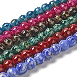 Baking Painted Glass Bead Strands, Round, Mixed Color, 10x9.5mm, Hole: 1.2mm, about 38pcs/strand, 14.37''(36.5cm)(DGLA-Z001-03B)