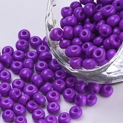 Baking Paint Glass Seed Beads, Round, Dark Orchid, 4~4.5x3mm, Hole: 1~1.2mm, about 4500pcs/bag, about 450g/bag(SEED-Q025-4mm-M16)