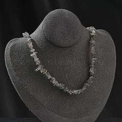 Natural Supper 7 Rutilated Quartz Chip Beaded Necklaces for Men Women, with Stainless Steel Lobster Claw Clasps and Stainless Steel Chain Extender, Stainless Steel Color, 15.87~16.14 inch(40.3~41cm)(NJEW-G159-01W)