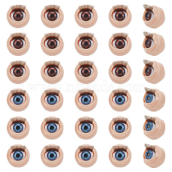 16 Pairs 2 Styles ABS Doll Craft Cartoon Movable Eye, Round with Eyelash, for DIY Sewing Craft Dolls Stuffed Toys, Mixed Color, 16x14~18.5mm, 8pairs/style(DIY-PH0032-37)