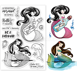 PVC Plastic Stamps, for DIY Scrapbooking, Photo Album Decorative, Cards Making, Stamp Sheets, Mermaid Pattern, 160x110x3mm(DIY-WH0167-57-0417)