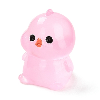 Chick Luminous Resin Display Decorations, Glow in the Dark, for Car or Home Office Desktop Ornaments, Pink, 15x15x20mm