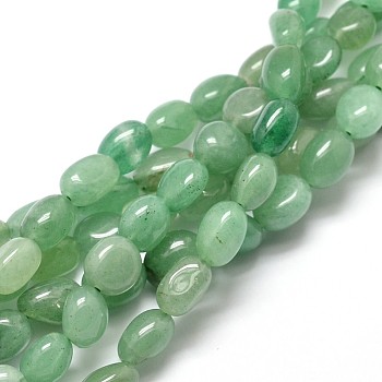 Natural Green Aventurine Gemstone Smooth Oval Bead Strands, 5~10x6~7x3~7mm, hole: 1mm, about 14.9 inch~15.7 inch