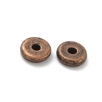 Alloy Beads, Cadmium Free & Lead Free, Flat Round, Red Copper, 7x2mm, Hole: 1.5mm, 2272pcs/1000g