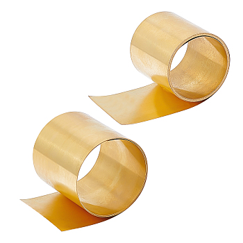 2 Rolls 2 Styles Brass Sheets, Good Plasticity and High Strength, Gold, 1roll/style