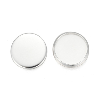 304 Stainless Steel Plain Edge Bezel Cups, Cabochon Settings, Flat Round, Silver, Tray: 12mm, 13.5x1.8mm