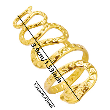 Stylish Vintage Stainless Steel Snake Wrap Cuff Ring for Women, Unique Fashion Jewelry, Golden