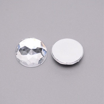 Acrylic Faceted Cabochons, Flat Round, Clear AB, 20x5mm, 200pcs/bag