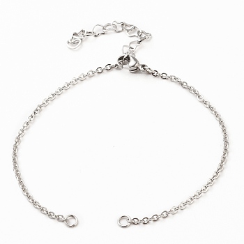 304 Stainless Steel Cable Chain Bracelet Making, with Lobster Claw Clasps and Heart Extension Chain, Stainless Steel Color, 7-1/8 inch(18cm)