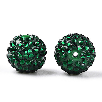 Transparent Resin Rhinestone Graduated Beads, with Acrylic Round Beads Inside, Green, 20mm, Hole: 2~2.5mm