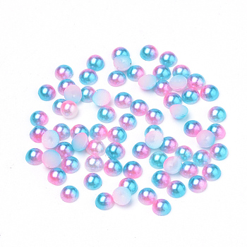 Imitation Pearl Acrylic Cabochons, Dome, Hot Pink, 10x5mm, about 2000pcs/bag