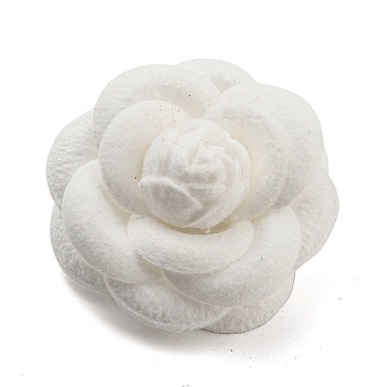 Cloth Art Camelia Brooch Pins, Platinum Tone Iron Pin for Clothes Bags, Multi-Layer Flower Badge, White, 67.5x33mm