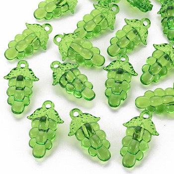 Autumn Theme Transparent Acrylic Beads, Grape, Green, 46x27x16.5mm, Hole: 3.5mm, about 101pcs/500g