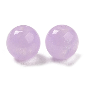 Translucent Resin Beads, Glitter Beads, Round, Thistle, 8x7.5mm, Hole: 1.8mm
