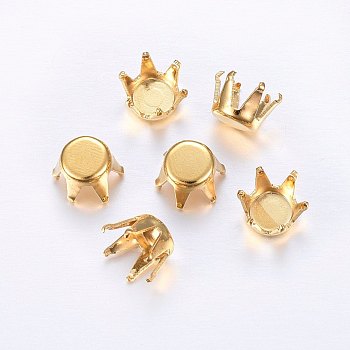 201 Stainless Steel Rhinestone Claw Settings, Golden, 7x5mm, Tray: 6.5mm