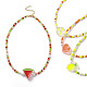 Acrylic Enamel Fruit Pendant Necklace with Glass Seed Chains for Women(NJEW-JN04293)-1