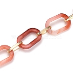 Handmade Acrylic Paperclip Chains, with Aluminium Cable Links, for Jewelry Making, Light Gold, Tomato, Link: 22.5x15x3mm and 15x8x2mm, 39.37 inch(1m)/strand(X-AJEW-JB00697-03)