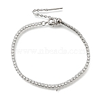 2.5MM Brass Pave Clear Cubic Zirconia Tennis Bracelet Making, Adjustable Slider Bracelets with Loops for Charms, Cadmium Free & Lead Free, Platinum, 7.01 inch(17.8cm)(KK-D238-02P)