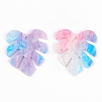 Acrylic Pendants, for DIY Earring Accessories, with Glitter Powder, Leaf, Colorful, 29.5x26x2mm, Hole: 1.6mm(KY-I008-09D)