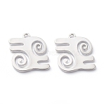 Brass Pendants, Long-Lasting Plated, Adinkra Symbols, Platinum, 19.5x16x1.2mm, Hole: 1.5mm(KK-J278-12P)