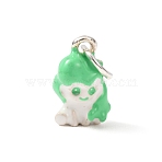 Brass Enamel Pendants, Horse Charms, Platinum, Medium Spring Green, 15x8.5x8mm, Hole: 5mm(KK-CBA260B-06P)