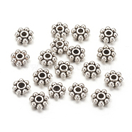 Tibetan Style Alloy Beads Daisy Spacer Beads, Cadmium Free & Lead Free, Granulated Beads, Antique Silver, 6x2mm, Hole: 1.5mm, about 4000pcs/1000g(LF1249Y-01AS-NR)