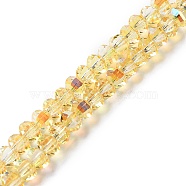 Transparent Electroplate Glass Beads Strands, Golden Plated, Faceted Lantern, Gold, 6x4.5mm, Hole: 1.4mm, about 98pcs/strand, 17.72''(45cm)(GLAA-Q099-H01-14)