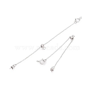 Anti-Tarnish 925 Sterling Silver Chain Extenders, Slider Cable Chain, Platinum, 83mm, Pendant: 6x3mm, Pin: 0.6mm, Clasp: 5.5x7.5x2.5mm(STER-N016-02K)