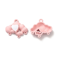 Alloy Chandelier Component Links, Spray Painted, Lead Free & Cadmium Free, Cloud with Heart, Pink, 19x21x4.5mm, Hole: 1.8mm(PALLOY-K001-065-02)