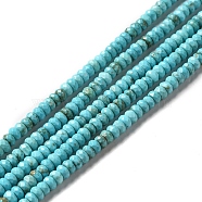 Natural Howlite Beads Strands, Dyed, Faceted, Disc, Turquoise, 4x2mm, Hole: 0.7mm, about 192pcs/strand, 15.12 inch(38.4cm)(G-C025-10B)