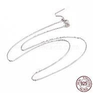 Rhodium Plated 925 Sterling Silver Beadable Necklaces, Cable Chains Necklace for Women, Platinum, 17.72 inch(45cm)(STER-I021-01P)