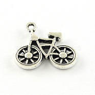 Bicycle Tibetan Style Alloy Pendants, Cadmium Free & Lead Free, Antique Silver, 19x20x3mm, Hole: 2mm, about 570pcs/1000g(TIBEP-R344-65AS-LF)