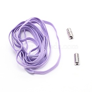 Stretch Yarn Shoelaces, with Alloy Aglets, Platinum, Lilac, 1010x6.5x1mm(AJEW-WH0129-90C)