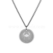 Non-Tarnish Stainless Steel 12 Constellation Pendant Necklaces for Sweater, Stainless Steel Color, Cancer(FZ0908-2)