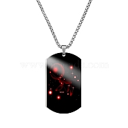 Stainless Steel Constellation Tag Pendant Necklace with Box Chains, Cancer, 23.62 inch(60cm)(ZODI-PW0006-01C)