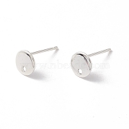 201 Stainless Steel Stud Earring Findings, with 316 Surgical Stainless Steel Pins and Hole, Flat Round, 925 Sterling Silver Plated, 6mm, Hole: 1.2mm, Pin: 0.7mm(STAS-P308-09A-S)