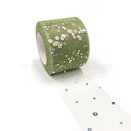 Glitter Sequin Deco Mesh Ribbons, Tulle Fabric, Tulle Roll Spool Fabric For Skirt Making, Dark Khaki, 2 inch(5cm), about 25yards/roll(22.86m/roll)(OCOR-P010-A-C33)