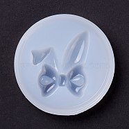 Bowknot with Ear DIY Food Grade Silicone Molds, Resin Casting Molds, For UV Resin, Epoxy Resin Jewelry Making, White, 59x11mm, Inner Diameter: 40x32mm(DIY-C035-08)