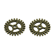 Tibetan Style Alloy Steampunk Pendants, Cadmium Free & Lead Free, Gear, Antique Bronze, 12x1mm, Hole: 1mm, about 2320pcs/1000g(TIBEP-5458-AB-LF)