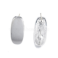 Alloy Stud Earring Findings, with Vertical Loops and 304 Stainless Steel Pins, Oval, Cadmium Free & Nickel Free & Lead Free, Platinum, 23x9.5mm, Hole: 7mm, Pin: 0.7mm(PALLOY-N150-85P)