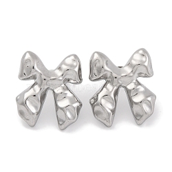 Non-Tarnish 304 Stainless Steel Stud Earrings, Bowknot, Stainless Steel Color, 23x20mm(EJEW-H013-29P)