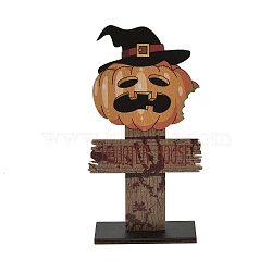 Halloween Wood Sign Pumpkin Ornament, for Halloween Table Decorations, 83x39x175mm(DJEW-M016-01A)