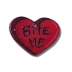 Double-sided Printed  Acrylic Pendants, Halloween Theme, Heart, 23.5x30x2.5mm, Hole: 1.5mm(MACR-M022-03D)