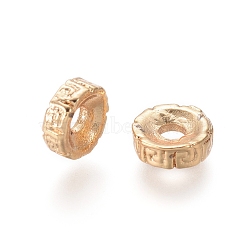 Long-Lasting Plated Alloy Spacer Beads, Flat Round, Golden, 6.2x2.2mm, Hole: 2mm(PALLOY-E576-05G)