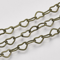 Soldered Brass Covered Iron Heart Chains, with Spool, Antique Bronze, 5x7x0.7mm, about 328.08 Feet(100m)/roll(CH-S125-04B-AB)