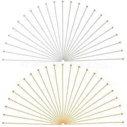 500Pcs 2 Colors Brass Ball Head Pins, Platinum & Golden, 50x0.6mm, 22 Gauge, Head: 1.5mm(KK-SC0005-34)